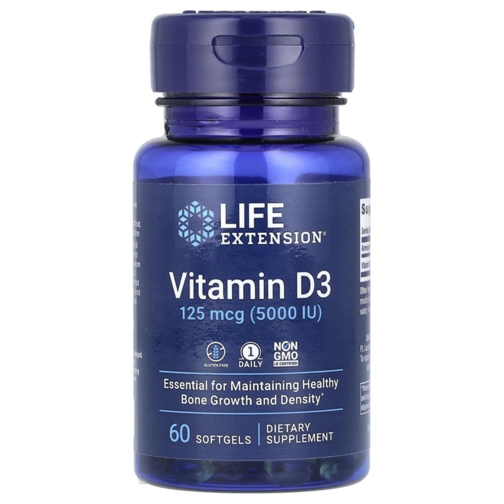 Витамин Д3 Life Extension Vitamin D3 125 mcg 60 капсул #1