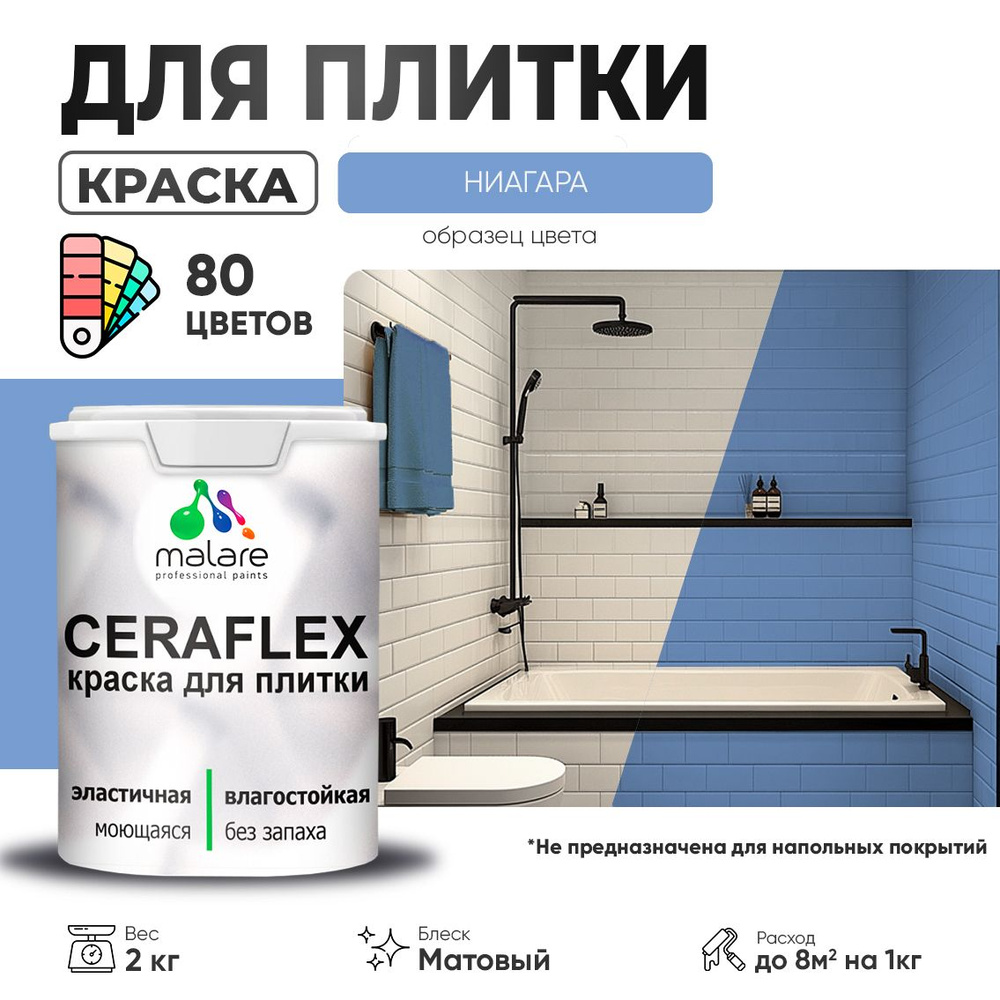 Акриловая краска для плитки Malare Ceraflex для керамической и кафельной плитки, стен в кухне и ванной, #1