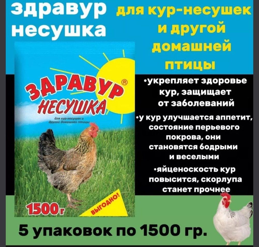 Здравур Несушка 5шт по 1500гр для кур- несушек и др. домашней птицы  #1