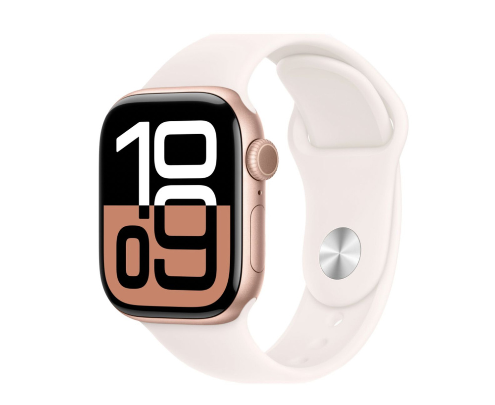 Apple Умные часы Watch Series 10, 2024. Корпус алюминиевый, Rose Gold/Розовое золото. Ремешок спортивный #1