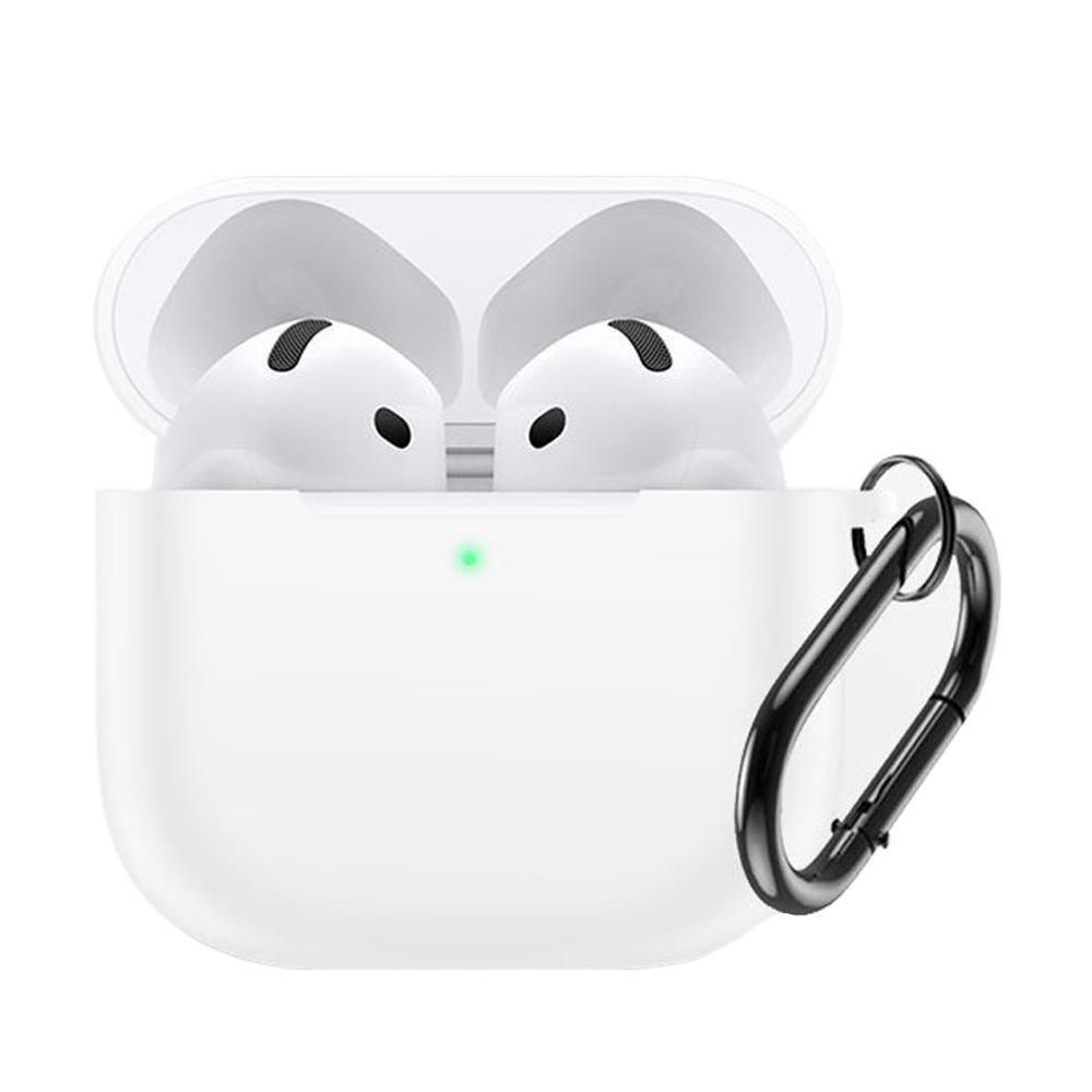 Для AirPods 4 силиконовый прозрачный мягкий защитный чехол от падения (с карабином против потери)  #1