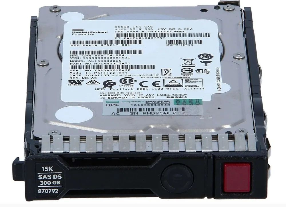 HPE 300 ГБ Внутренний жесткий диск G8-G10 300-GB 12G 15K 2.5 SAS 870792-001, EH0300JEDHC, EH000300JWCPK, #1