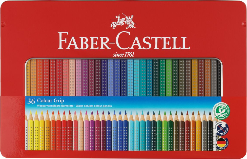 Карандаши цветные Faber-Castell "Grip", 36цв., трехгран., заточен., метал. упак.  #1