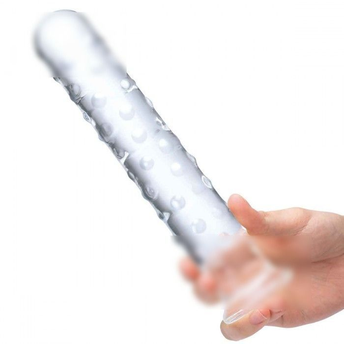 Прозрачный стеклянный фаллос с массажным рельефом 10 Extra Large Glass Dildo - 25,5 см.  #1