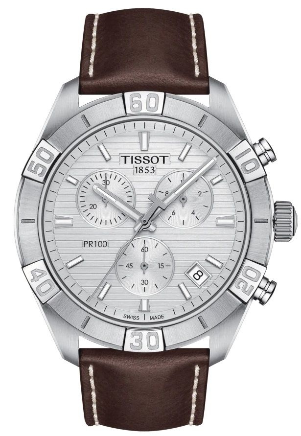 Швейцарские кварцевые часы Tissot PR 100 Sport Gent Chronograph T101.617.16.031.00 на кожанном браслете, #1