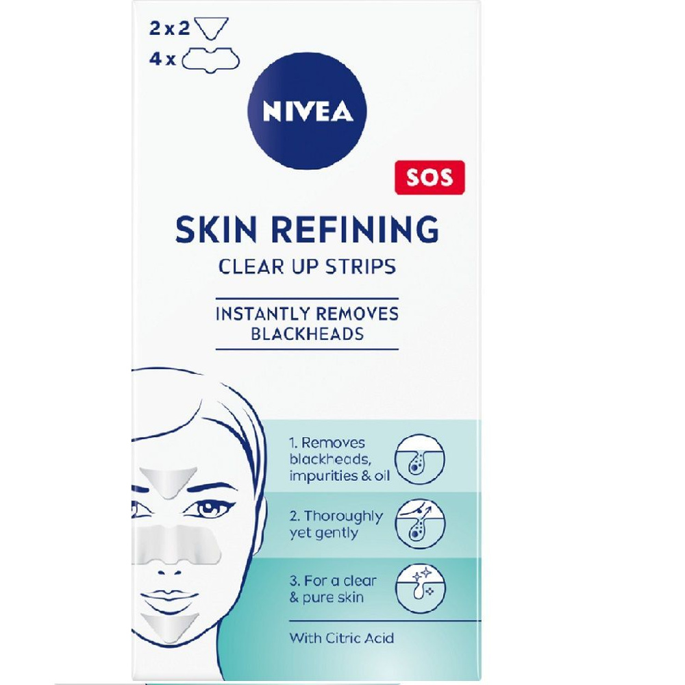 Очищающие патчи против черных точек 6 шт. Nivea, Skin Refining Clear-Up Strips  #1