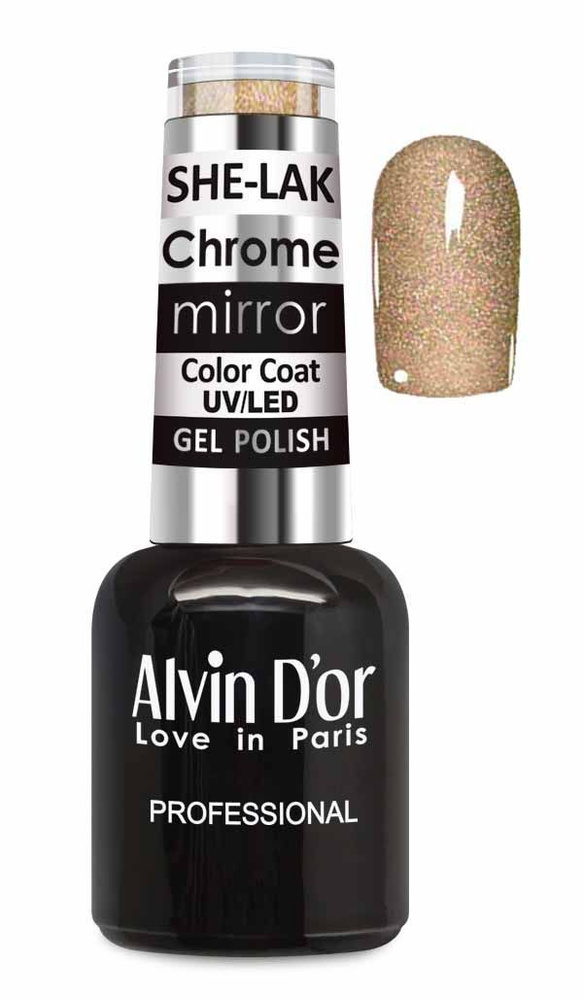 Alvin D'or, Гель лак для ногтей She-lak Chrome mirror тон 6310 зеркальный кофе  #1