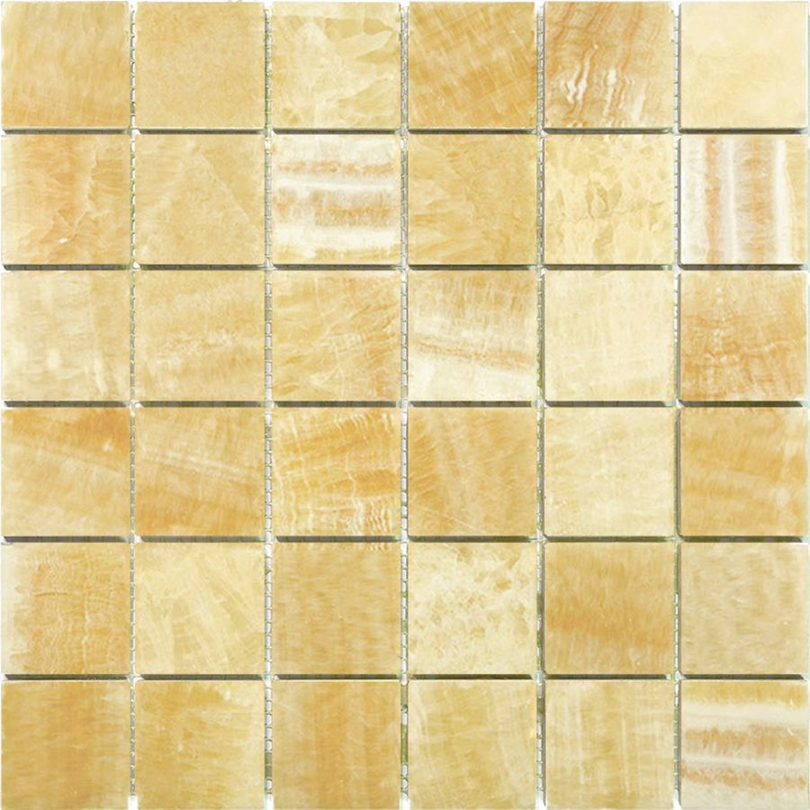 Плитка мозаика из натурального мрамора Onyx Yellow Natural Adriatica на сетке, размер листа 305х305 мм, #1