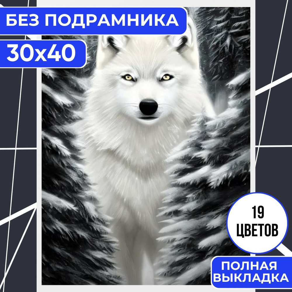 Алмазная мозаика вышивка 30х40 БЕЗ ПОДРАМНИКА BILMANI "Волк", алмазная картина стразами  #1