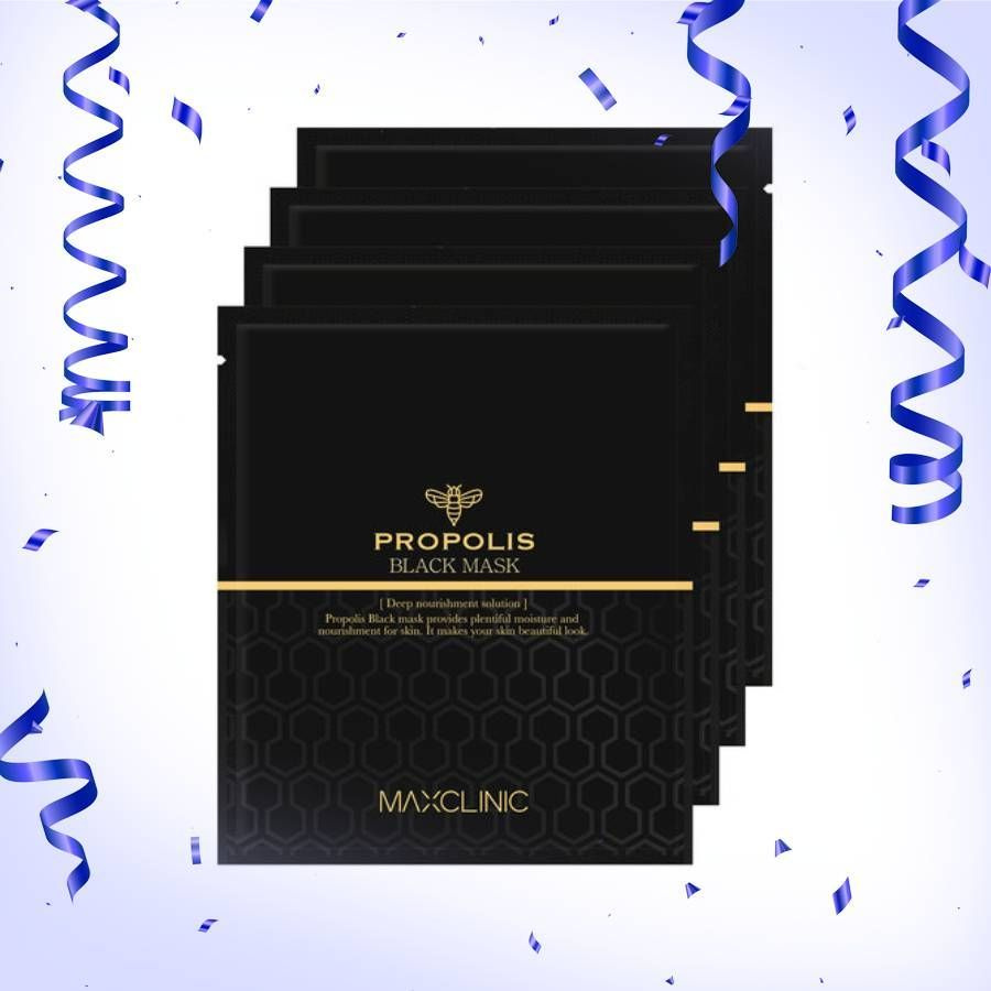 MAXCLINIC Propolis Black Mask Маска для лица черная с прополисом для питания и эластичности кожи, 4 х20мл #1