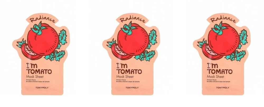 Tonymoly Тканевая маска для сияния кожи I'am Tomato Mask - Skin Glow, с экстрактом томата, 21 мл, 3 шт #1