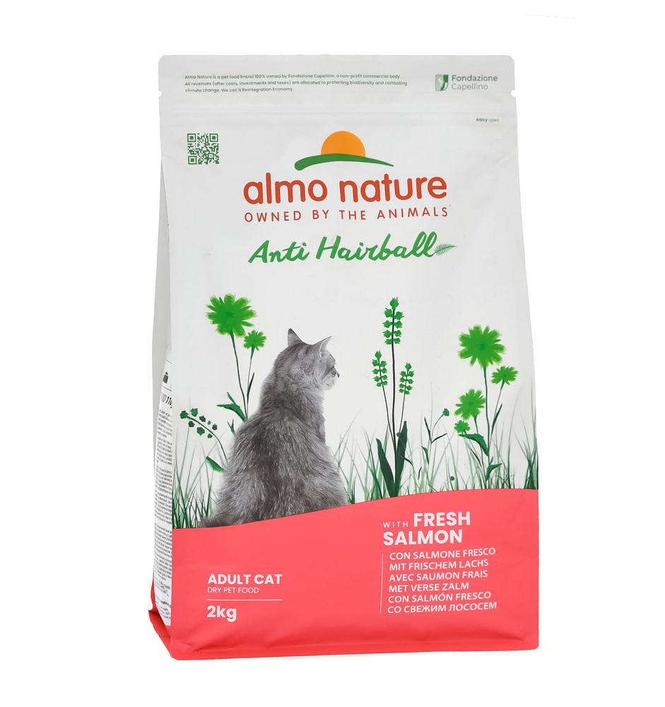 Almo Nature Adult Cat Anti Hairball Fresh Salmon Сухой корм для выведения шерсти из желудка у взрослых #1