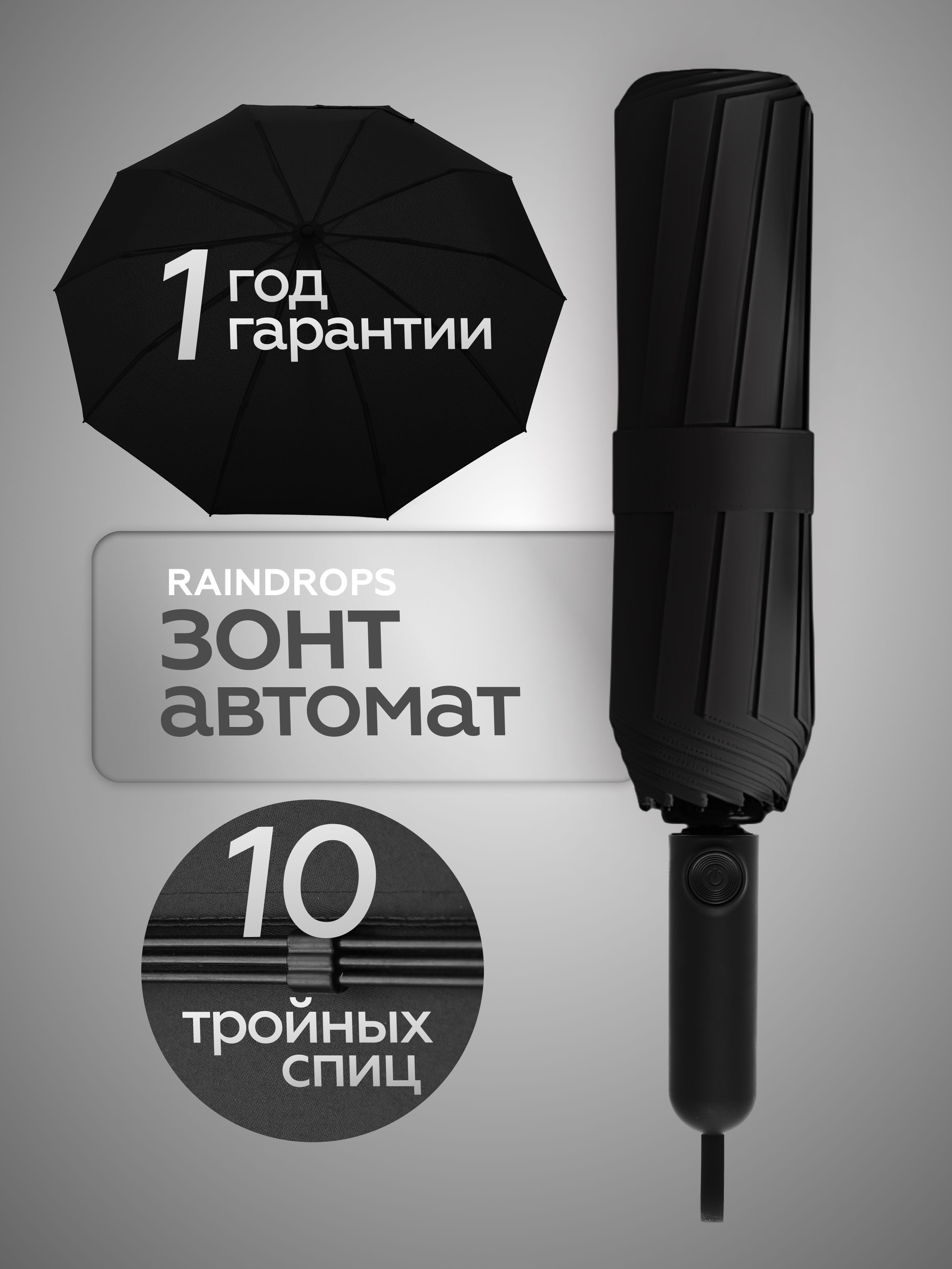 ЗонтавтоматантиветерукрепленныйRaindrops