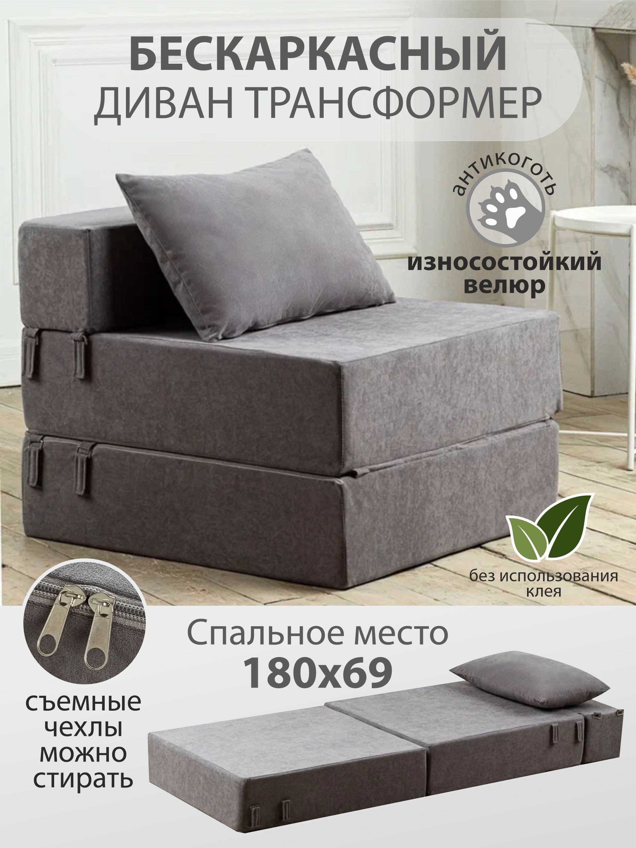Диванкроватьраскладнойтрансформербескаркасный
