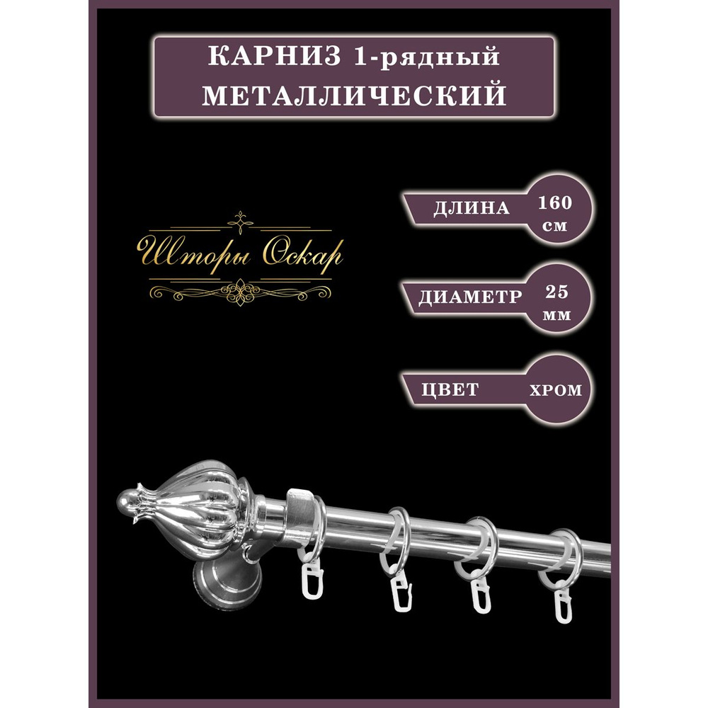 Шторы Оскар Карниз гладкий 1 ряд Прямой  #1