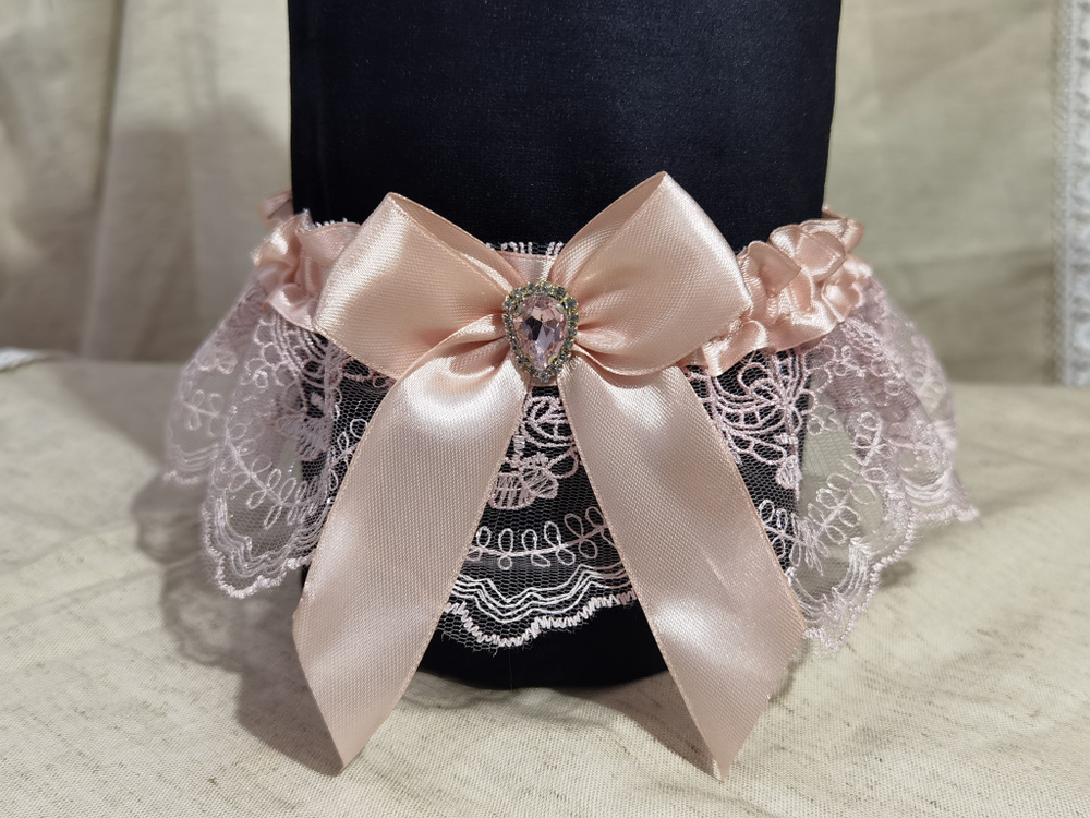 Подвязка для невесты "Роскошь", в пудровом цвете. #1