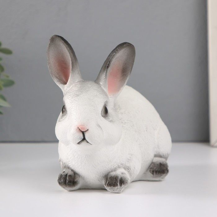 Копилка для денег "Кролик №1" 14х10х18 см, белый с чёрными кончиками  #1