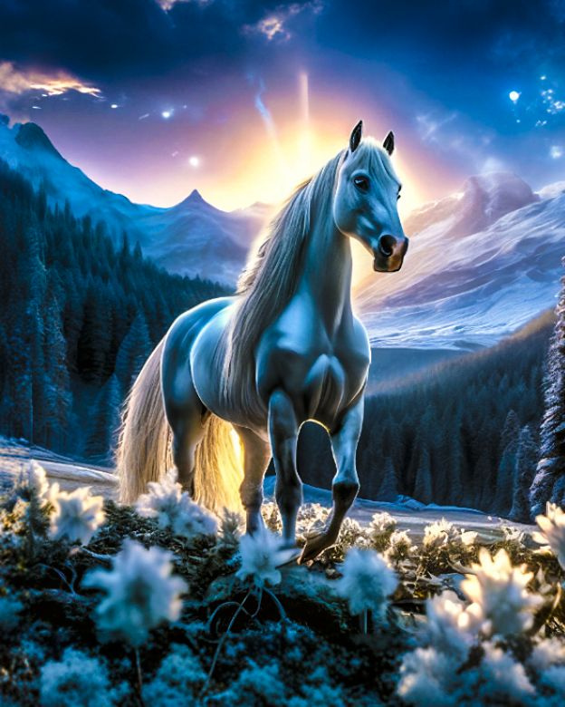 Алмазная мозаика Bright Color "Конь в поле" 40х50 на холсте, без подрамника  #1