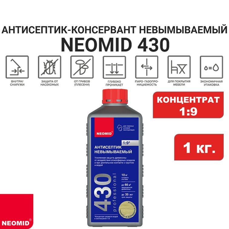 Антисептик-консервант невымываемый NEOMID 430 (концентрат 1:9), 1 кг  #1