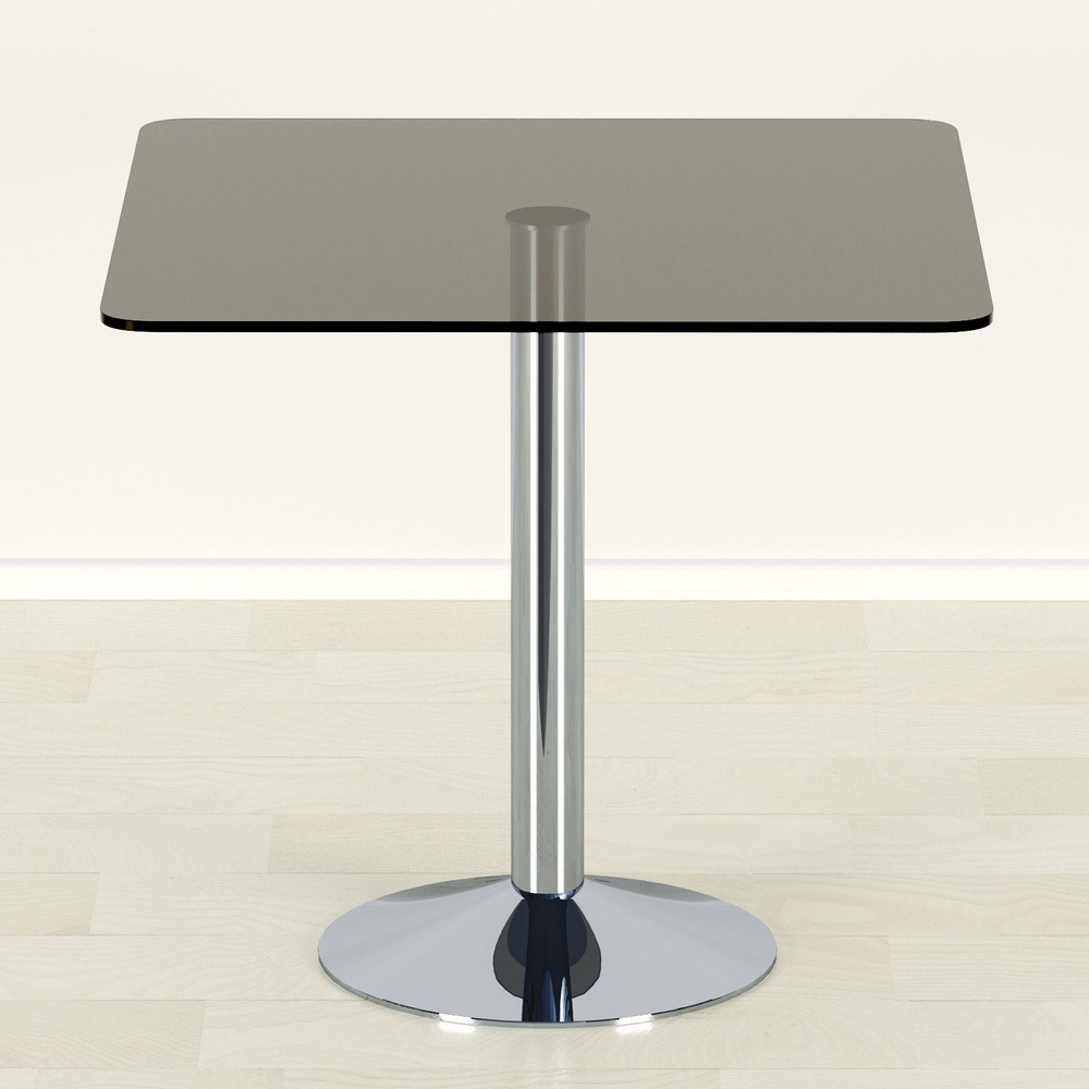 Стеклянный стол Троя-10 серый/хром (700х600) #1