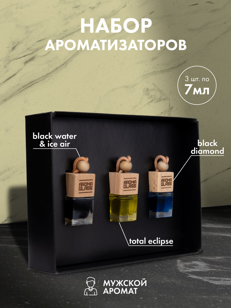 Ароматизатор для автомобиля и дома Fouettele Aroma Glass "Black Water&Ice Air, Black Diamond, Total Eclipse", #1