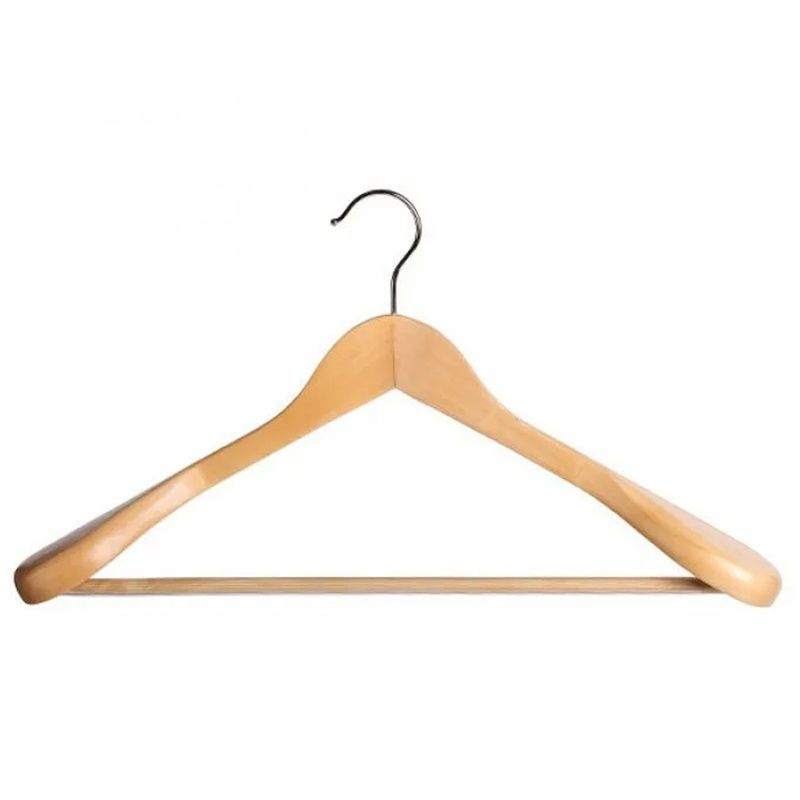 Вешалка-плечики OfficeClean деревянная, анатомическая, антискользящая, 45 см, цвет сосна (301975)  #1