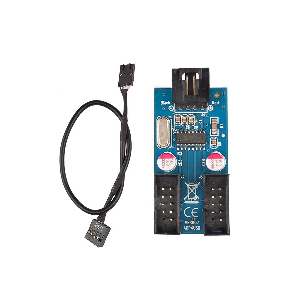 Разветвитель-хаб USB 2.0 (10 pin/9 pin) female с материнской платы на 2 x USB 2.0 (10 pin/9 pin) male. #1