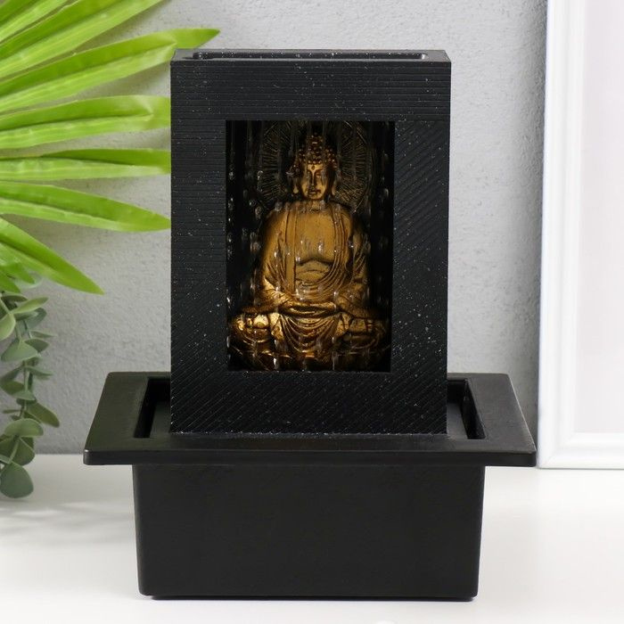Фонтан настольный от сети, подсветка "Медитация золотого Будды в гроте" 21х17,5х25 см  #1