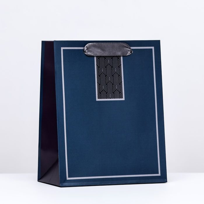 Пакет подарочный, Текстура, темно-синий, 18х22,3х10 см, 3 штуки в упаковке  #1