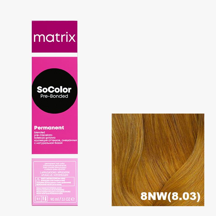 Краска для волос, 8NW(8.03), MATRIX, SoColor Pre-Bonded, 90 мл., Permanent, с натуральной базой, 2 шт #1