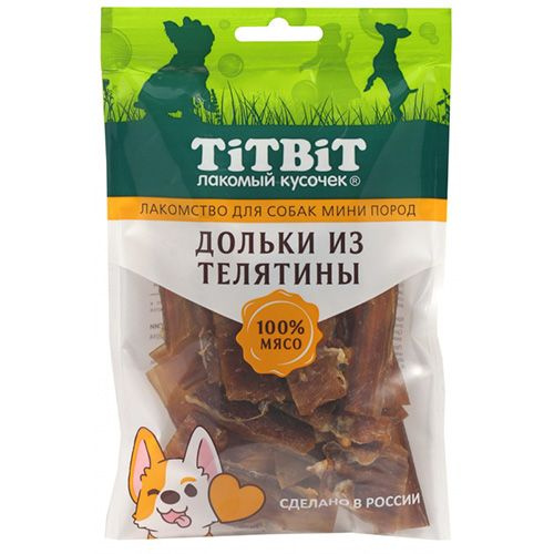 Titbit Лакомый кусочек / Лакомство Титбит для собак Мини пород Дольки из Телятины, 70г  #1