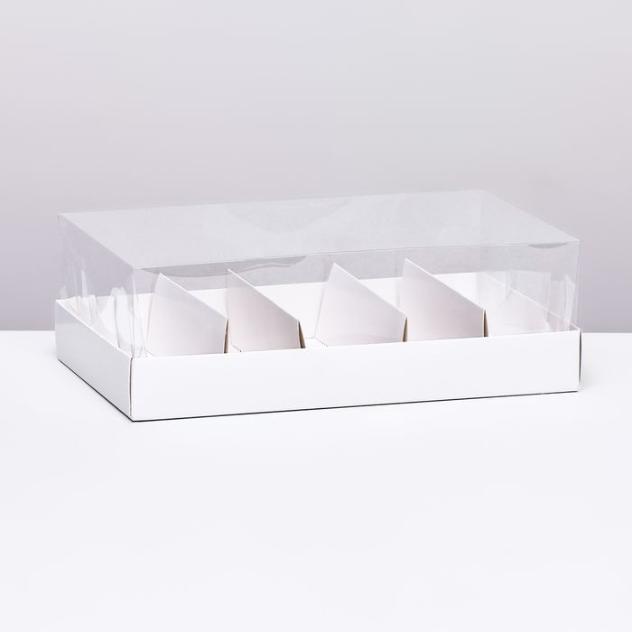 Кондитерская коробка складная под 5 эклеров, белая, 22х13,5х7 см, 3 штуки в упаковке  #1