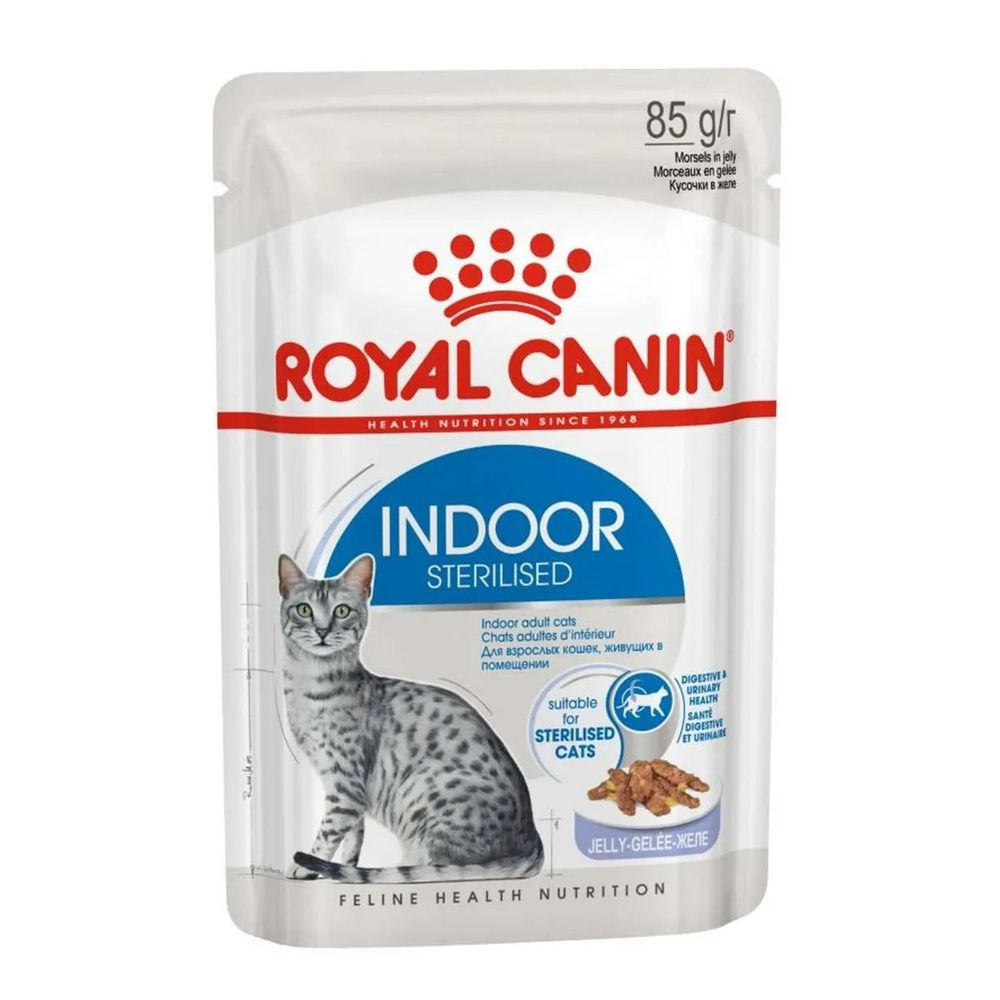 Влажный корм Royal Canin Indoor Sterilized для домашних кошек в желе 85х12шт  #1