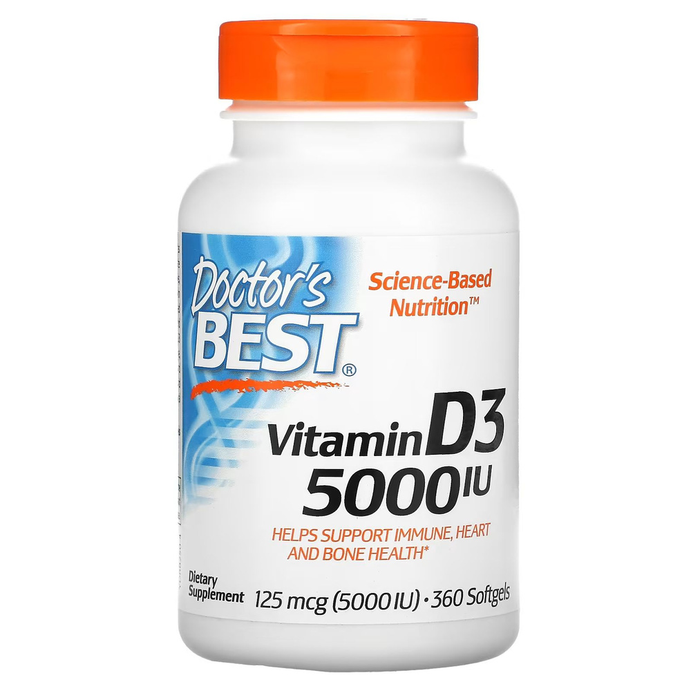 Витамин Д3 5000 Doctor's Best Vitamin D3 125 мкг (5000 МЕ), 360 капсул #1