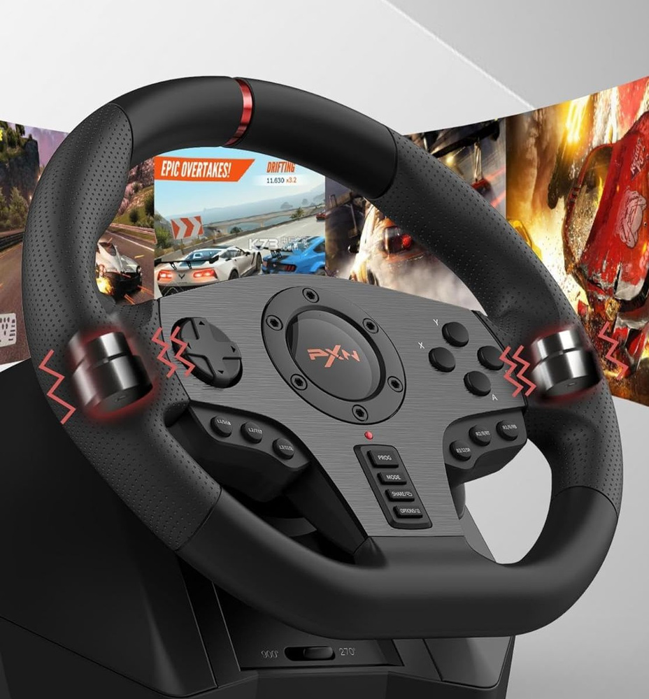 Руль игровой PXN V900 Gaming Racing Wheel Black с педалями #1