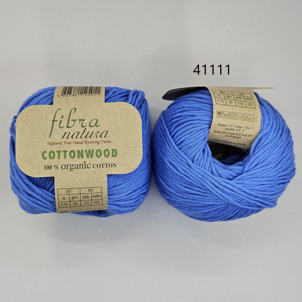 Пряжа Fibra Natura Cottonwood(Фибранатура Коттонвуд), цвет - 41111, Голубой - 4 мотка  #1