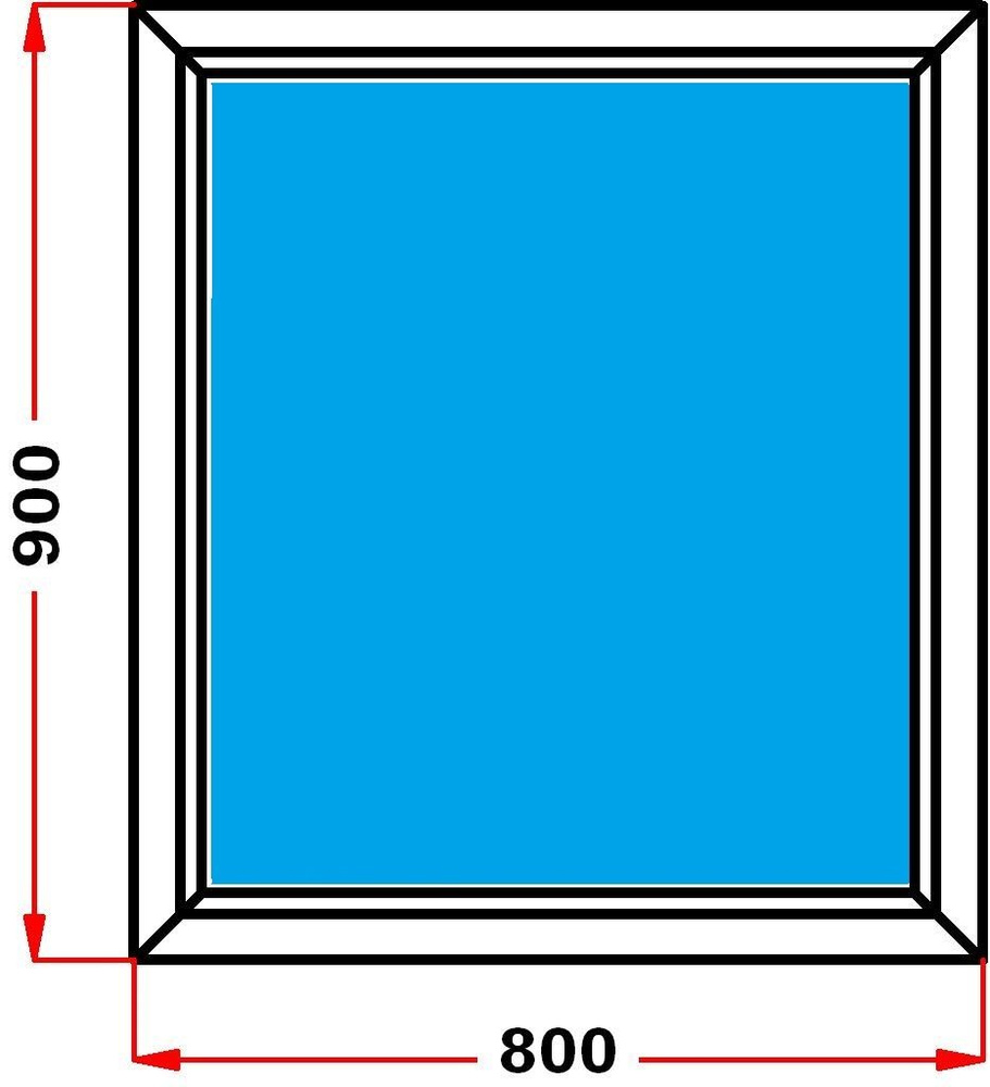 Окно из профиля Grunder 70 мм (900 x 800), не открывающееся, стеклопакет 3 стекла  #1