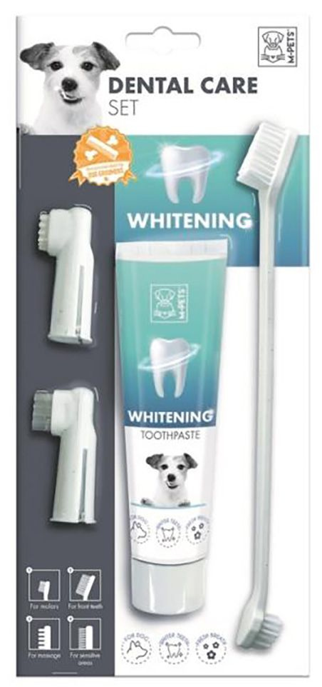 M-Pets Набор Dental Care Set для ухода за зубами собак, паста отбеливающая, щётка, напальчники, 100 мл #1