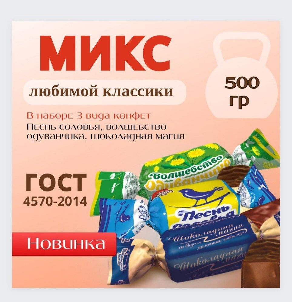Шоколадные конфеты Микс из классических помадных конфет 500 грамм ...