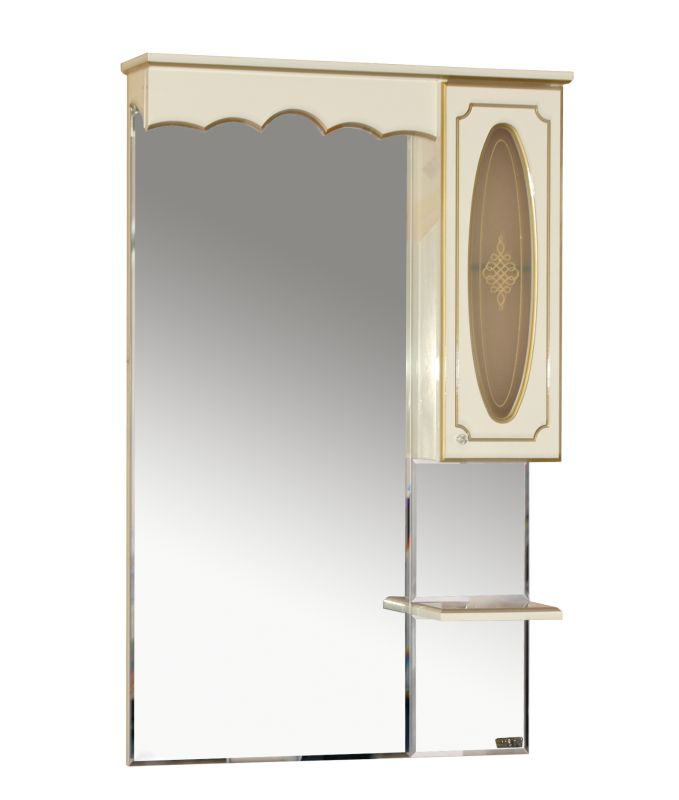 Зеркальный шкаф с подсветкой Misty Монако - 70 правый бежевая патина/стекло  #1