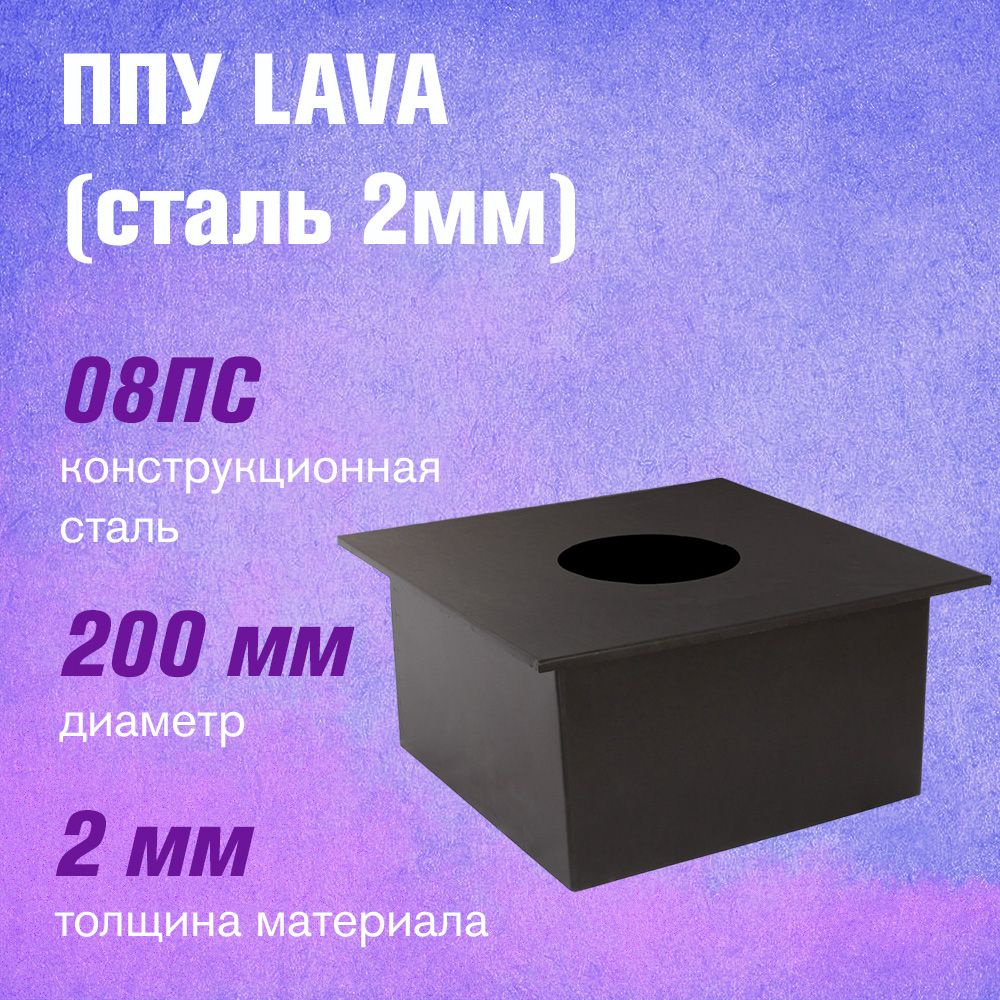 Потолочно-проходной узел LAVA (черный) 450х450мм, диаметр дымохода: 200 мм  #1