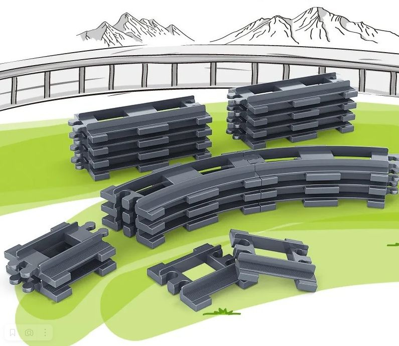 Конструктор Набор рельс для лего дупло: прямые и поворотные пути - 32 шт.  #1