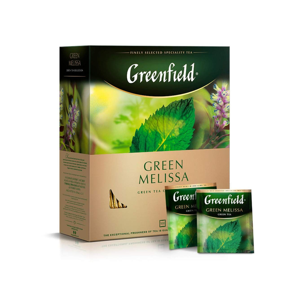 Чай Гринфилд 100 пак Green Melissa зеленый с мелиссой #1