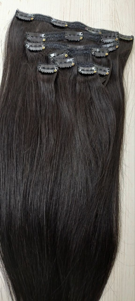 Натуральные волосы на заколках, длина 60см, 120 г, №1B #1