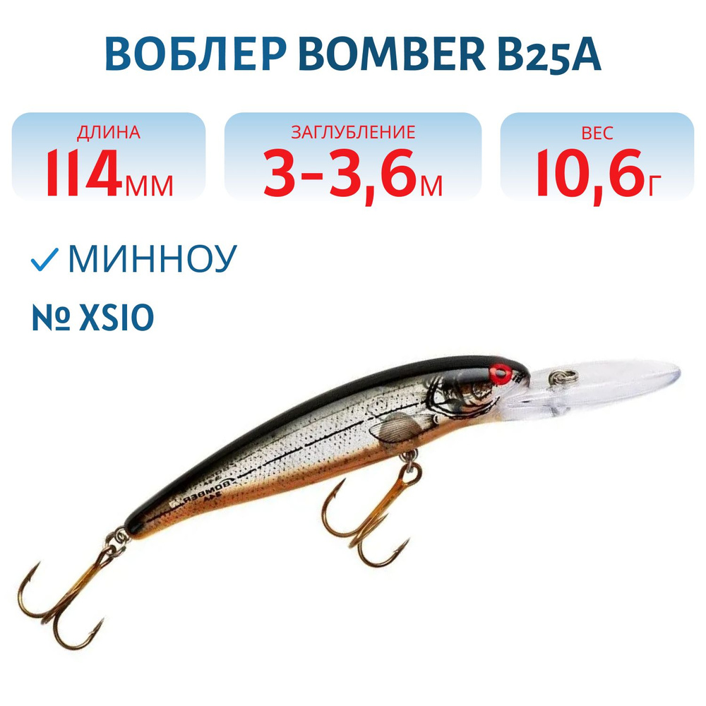 Воблер BOMBER B25A 114 мм, 10,6 гр, цвет XSIO #1