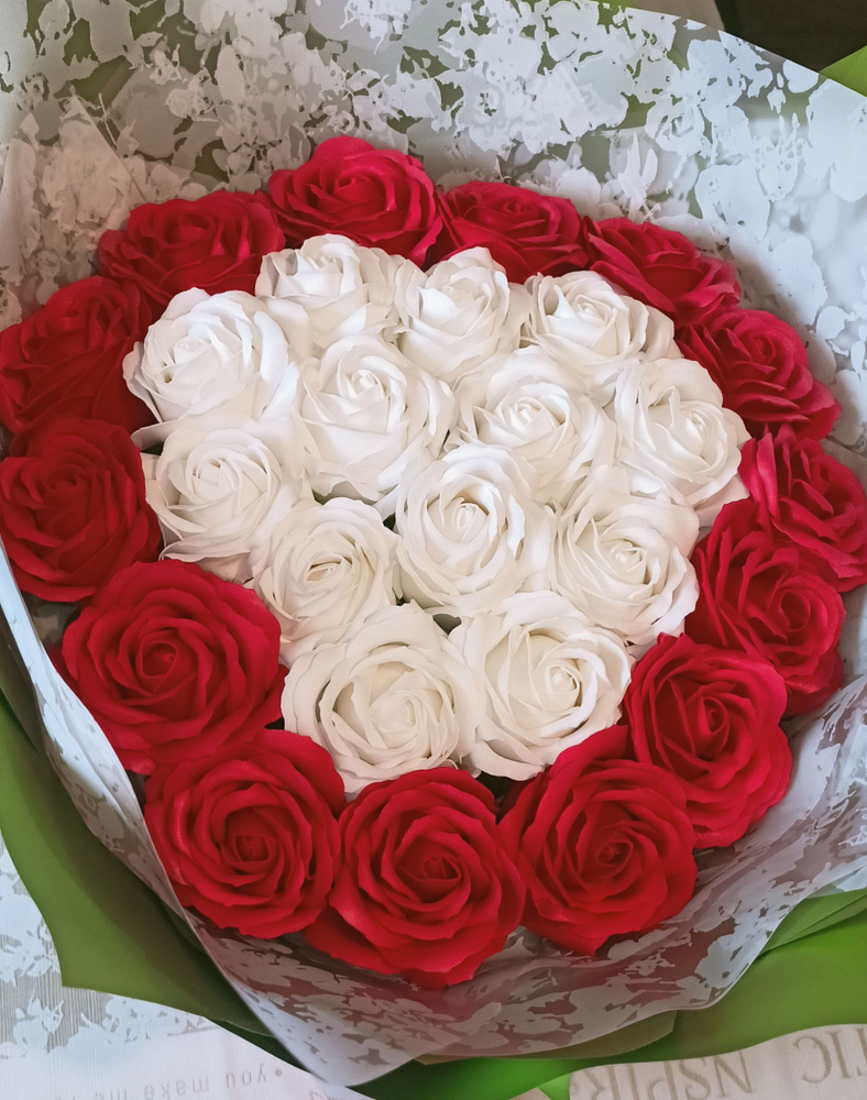 Розы красные, белые - букет из мыльных "любовь" подарок для самых любимых, подарок на день рожденье  #1