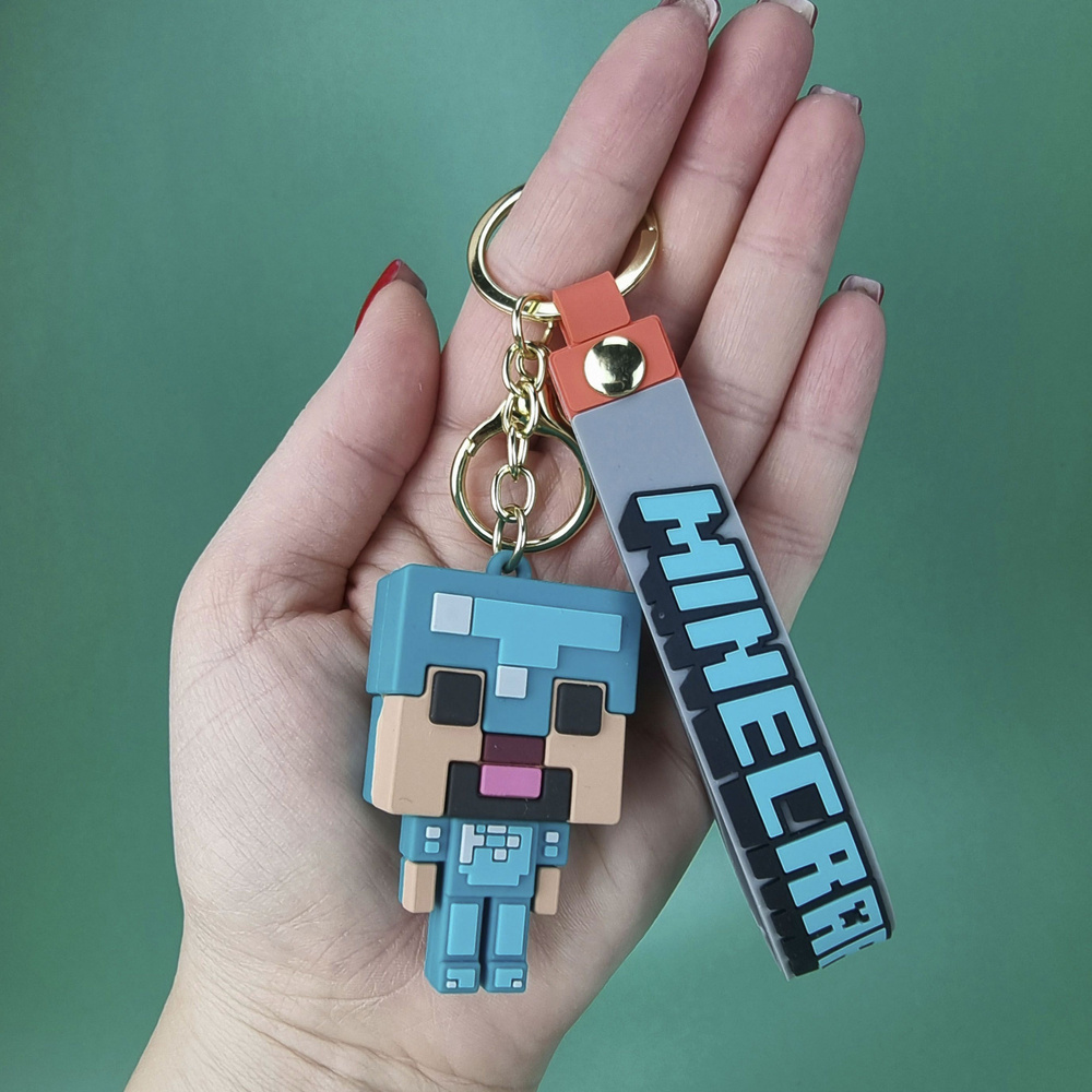 Брелок-браслет Майнкрафт. Стив в алмазной броне/Брелок-игрушка Minecraft/Брелок для ключей Майнкрафт. #1
