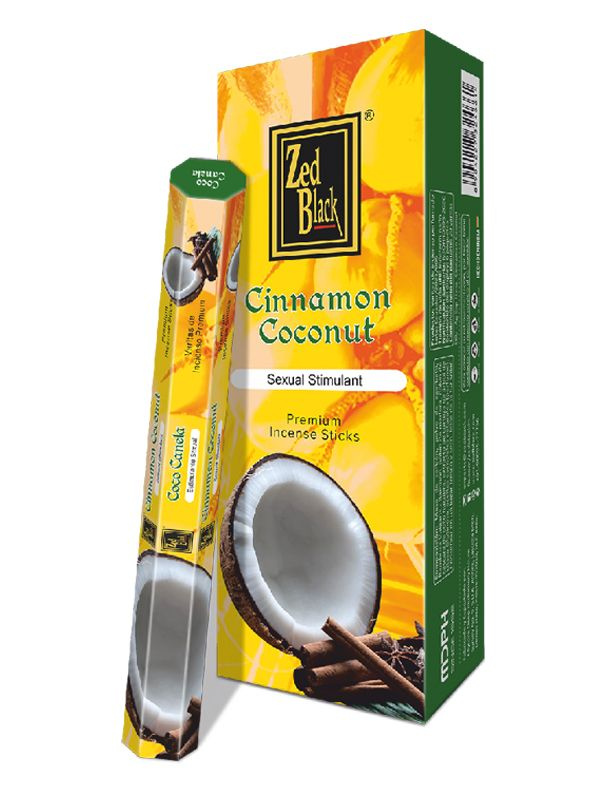 CINNAMON COCONUT Premium Incense Sticks, Zed Black (КОРИЦА КОКОС премиум благовония палочки, Зед Блэк), #1