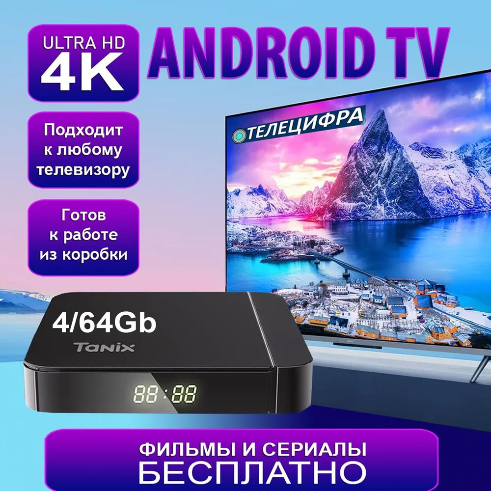 Tanix W2 PRO. Смарт ТВ приставка для телевизора с прошивкой SlimBox ATV 4/64 4K /Smart TV/Android 11/WI-FI #1