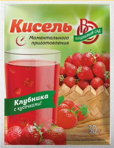 Кисель быстрого приготовления клубника с кусочками клубники, 40 шт х 30 г  #1